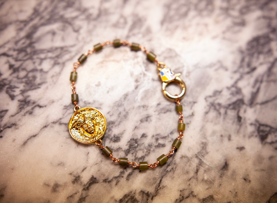 Gorgon Amulet Bracelet | Serpentine & Copper