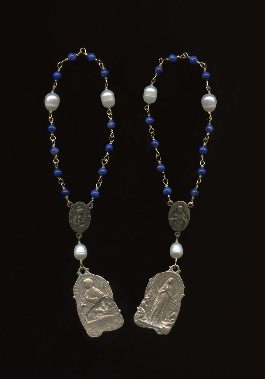 Immaculate Conception Chaplet Rosary | Lapis, Pearl, and Copper