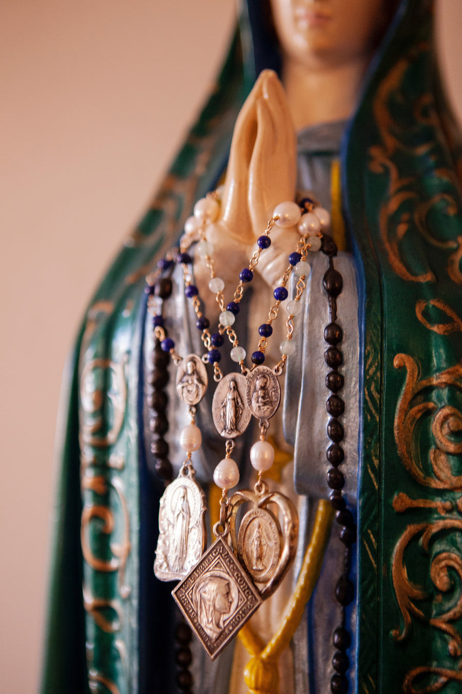 Immaculate Conception Chaplet Rosary | Lapis, Pearl, and Copper